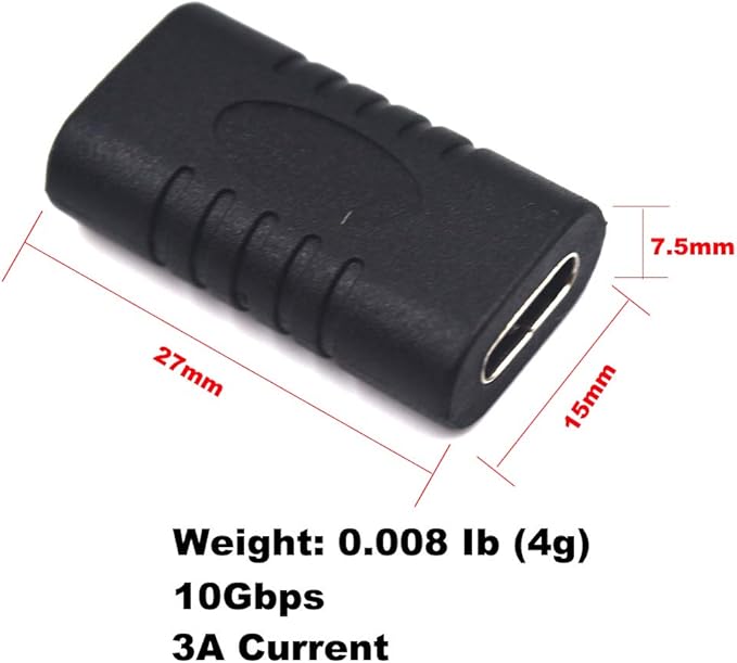2 Pack USB Type C Coupler, USB 3.1 C Female to Female Extension Connector Adapter