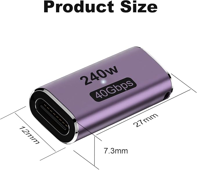 AreMe 240W USB C Adapter (2 Pack), USB Type C Female to Female 40Gbps Coupler Connector for Thunderbolt, Switch, MacBook, Laptop, Tablet, Phone