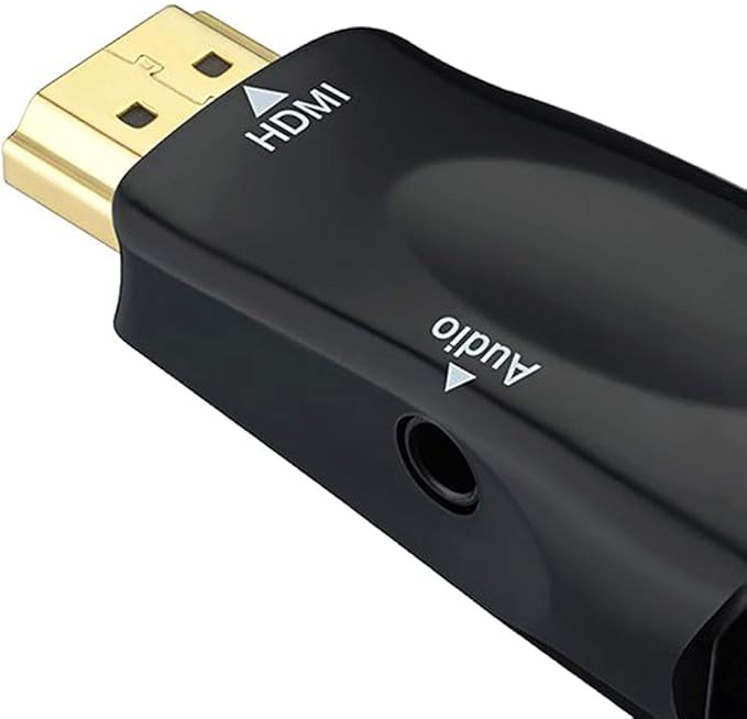 HDMI to VGA Adapter with 3.5mm Audio Port, HD 1080P HDMI Male to VGA Female Adapter Converter Gold-Plated for PC/Laptop/Computer/Desktop/Digital Camera/Tablet/Xbox/DVD/HDTV/Monitor/Projector
