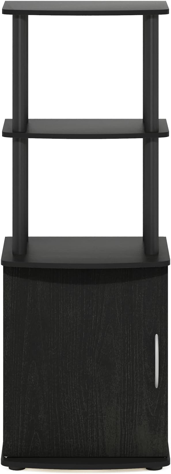 Furinno Turn-N-Tube Tall TV Entertainment Side Table Display Rack with Storage Cabinet, 2-Tier, Blackwood/Black