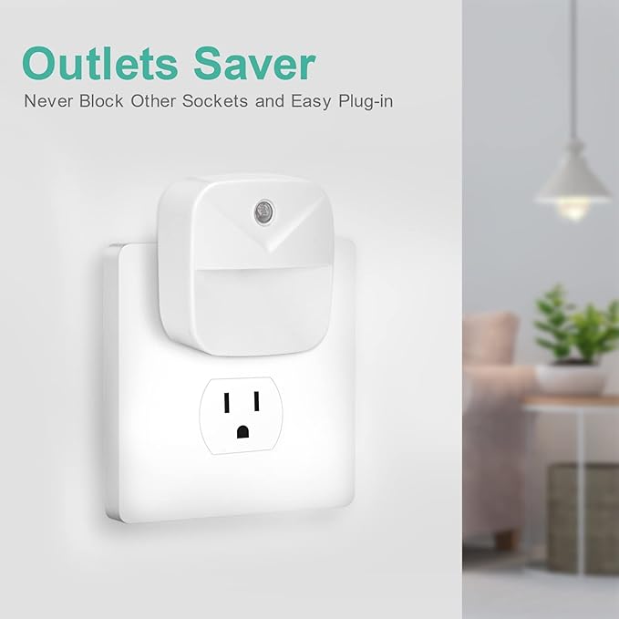 6 Pack Night Light Plug in, LED Nightlights Smart Dusk to Dawn Sensor, Plug into Wall Nightlights Suitable for Bedroom, Bathroom, Hallway, Kitchen, Stairs, Kids Room, 3pcs Warm White & 3pcs White