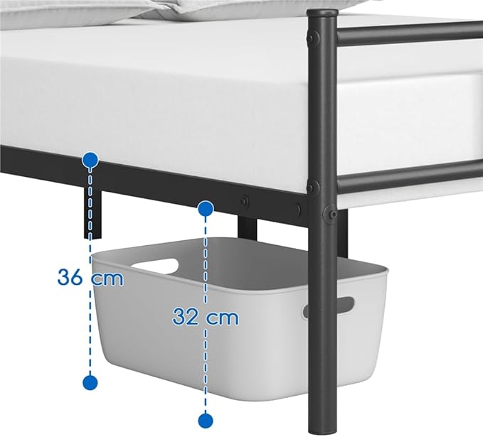 Yaheetech Queen Bed Frames Metal Platform Bed with Headboard&Footboard for Bedrooms/No Box Spring Needed/Easy Assembly/Underbed Space: 12.6’’/Black Queen Bed