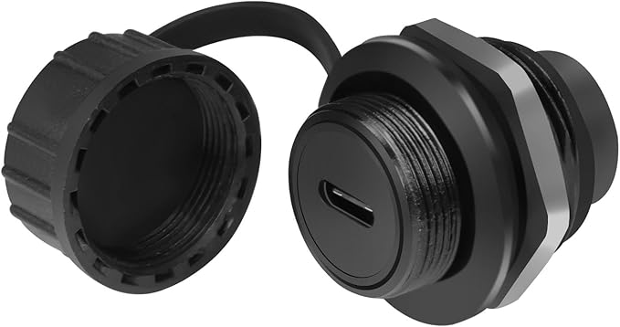 QIANRENON 10Gbps USB C Waterproof Data Adapter USB Type C 3.1 Female to Female Panel Mount Waterproof Connector USB C Feedthrough Bulkhead Mount Socket 50V/1.5A, for Outdoor Data Transfer/Charging
