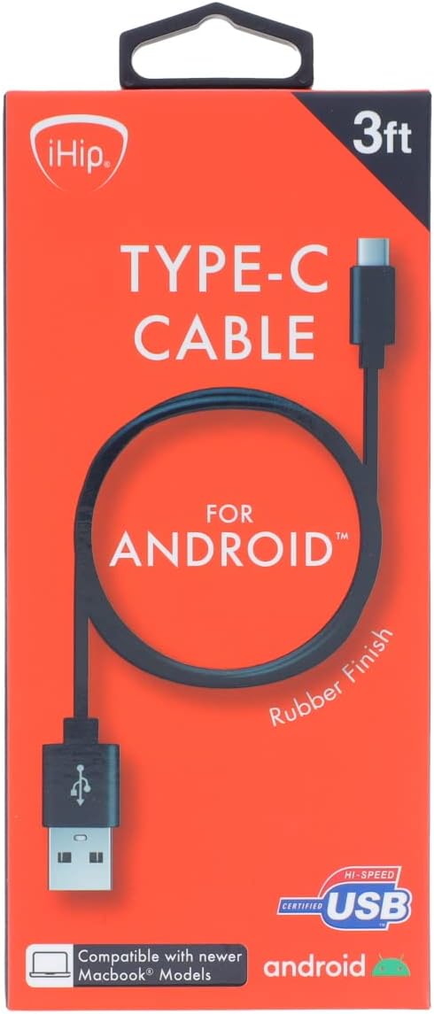 Zeikos iHIPP07 iHip 3 Foot PVC Black Cable Type-C for Android