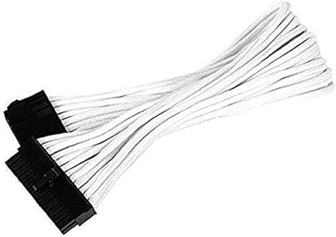 SilverStone PP07-MBW Sleeved Extension Power Supply Cable with 1 x Motherboard 24-Pin Connector, SST-PP07-MBW