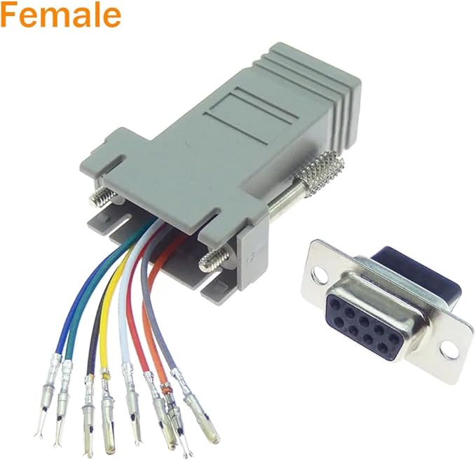 5Pcs DB9 Female to RJ45 Modular Adapter, DB9 to RJ45 Female Ethernet Connector Compatible with RS232 RS422 and RS485 Connection