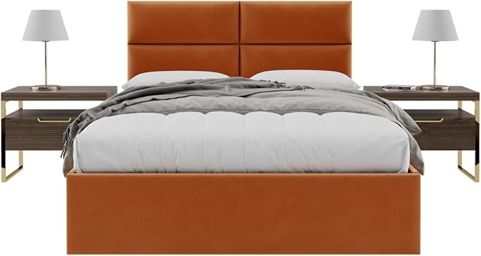 Vänt Upholstered Wall Panels - Queen/Full Size Wall Mounted Velvet Headboards - Velvet Rust - Set of 4 Panels (Each Individual Panel 30"x11.5")