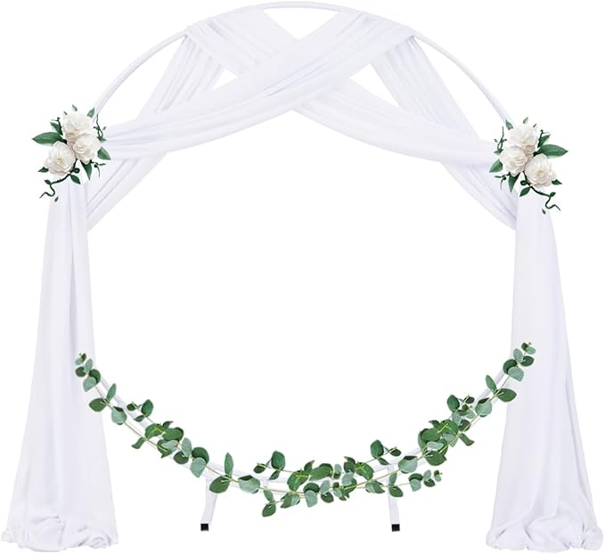 Socomi Wedding Arch Draping Fabric 3 Panels 29" x 19Ft White Sheer Chiffon Curtain Drapes 6 Yards for Wedding Ceremony Birthday Party Decoration