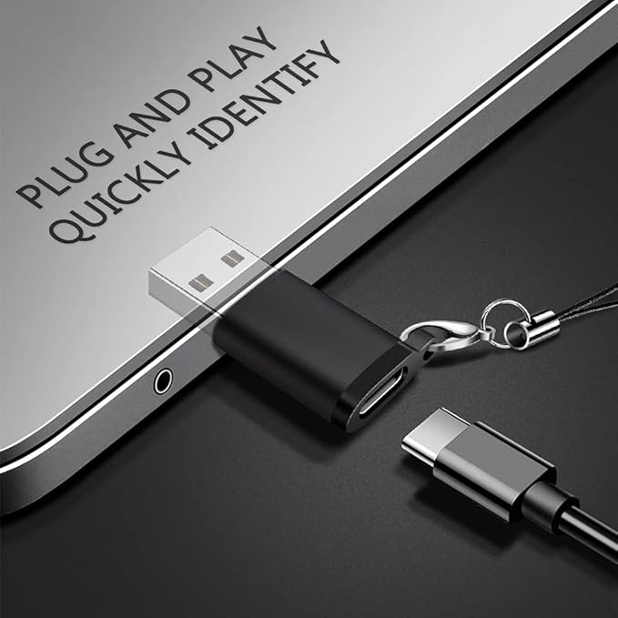 USB C Female to USB A Male Adapter (2 Pack) with Lanyard, USB Type-C to USB A 3.0 Adapter Converter Compatible with MacBook Pro, Samsung Notebook, Laptop, PC and More, Black