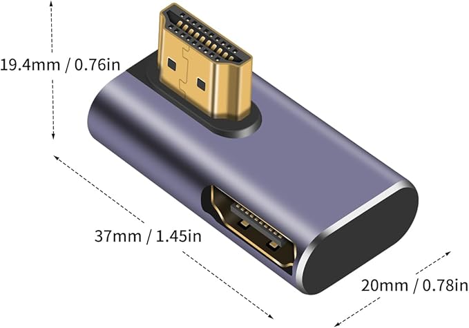 Poyiccot 8K HDMI 90 Degree Adapter, 270 Degree Left and Right Angle HDMI 2.1 Adapter, Male to Female Extender, 48Gbps, 8K@60Hz for HDTV Laptop PS5 Xbox, 2-Pack