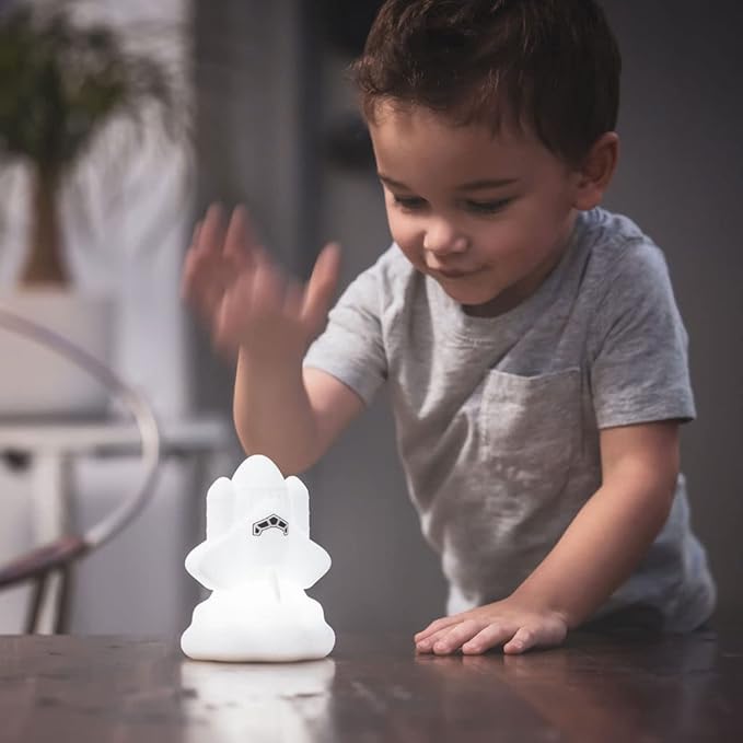 Lumipets Space Rocket LED Baby Night Light, Cordless, Touch Control, Soft Silicone Material, 8 Lulling Colors, Portable