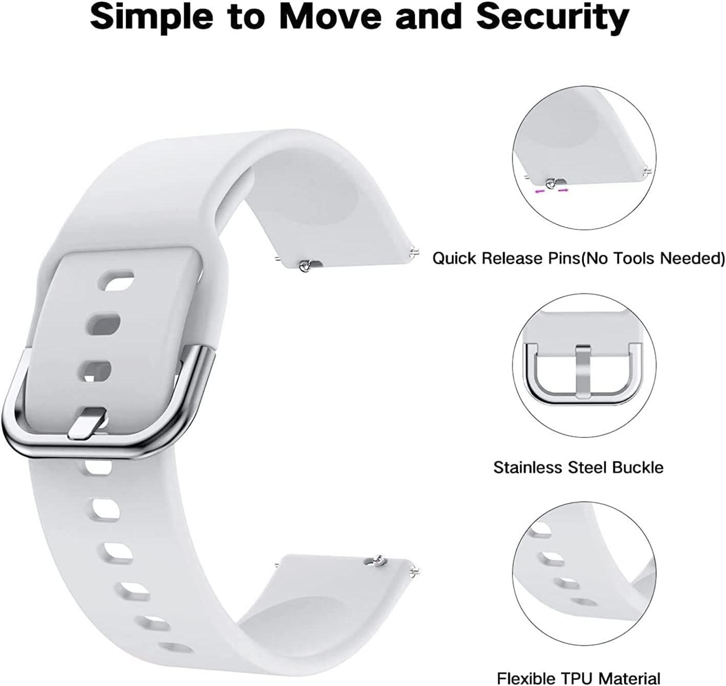 E ECSEM Bands for SOMTLERK Smartwatch, Soft Silicone Waterproof Adjustable Sport Watch Strap Replacement Wristbands for