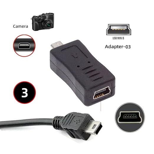 NFHK 3pcs/Set USB-C Type-C Micro Mini USB Female to Camera Mini 8P Data Power Adapter for Coolpix UC-E6 UC-E16 UC-E17 DSC-W DMC-S EX-Z