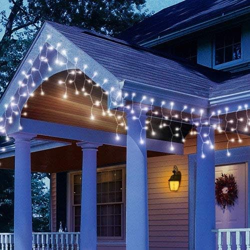 Toodour Christmas Icicle Lights Outdoor, 360 LED 29.5ft 8 Modes Fairy Icicle String Light with 60 Drops, Led Christmas Lights Twinkle for Holiday, Party, Wedding, Eaves, Xmas Decorations (White)