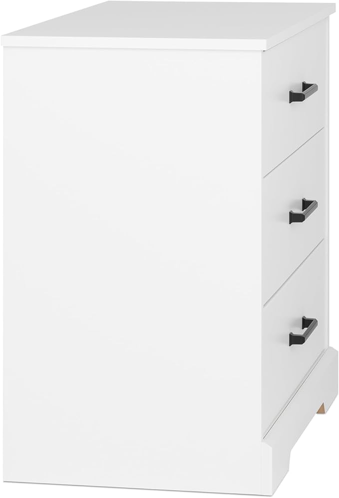 Prepac Rustic Ridge Farmhouse Nightstand Bedside Table, White Nightstand for Bedroom, End Table with 3 Drawers 16.25"D x 27.5"W x 26.75"H