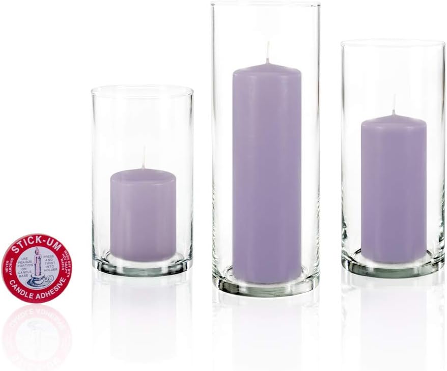 yummi Set of 12 Slim Pillars and Cylinder Vases - Lavender