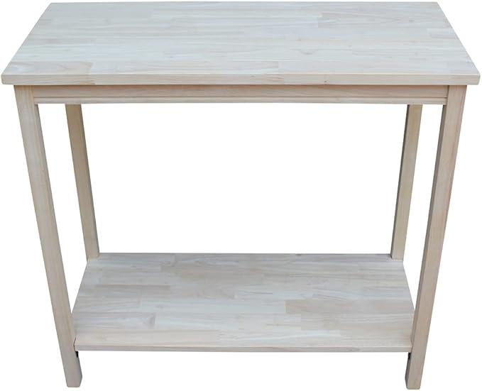 IC International Concepts, Portman Accent Table , Solid Real Wood, Sturdy Parawood, DIY, Paint/Stain Ready, Unfinished