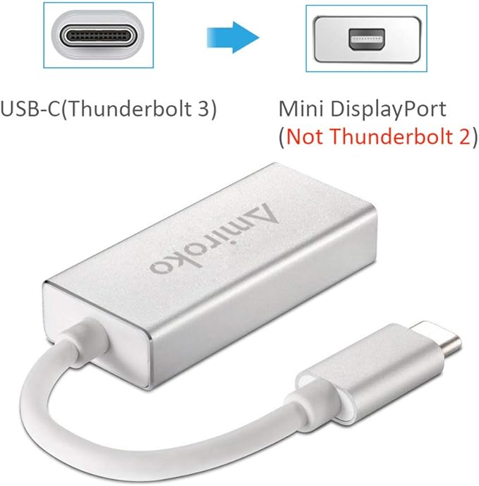 USB-C to Mini DisplayPort Adapter, USB 3.1 Type C to Mini DP Adapter Support 4K, 1080P Compatible with MacBook Pro, MacBook 12", Alienware, to LED Cinema Display/Dell Monitor etc, Silver