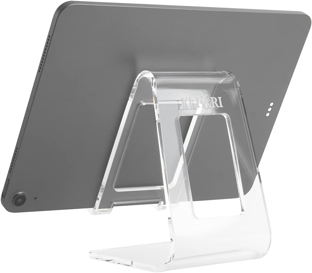 Phone Stand for Office Desk Clear Acrylic Compatible with Loopycases, Popsockets, Kindle, iPhone, Samsung