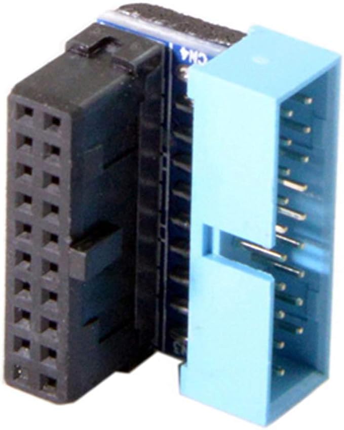 chenyang USB 3.0 Front Panel Header 19/20Pin Male to Female 90 Degree Down Angled Mainboard Header Gender Changer Connector Adapter