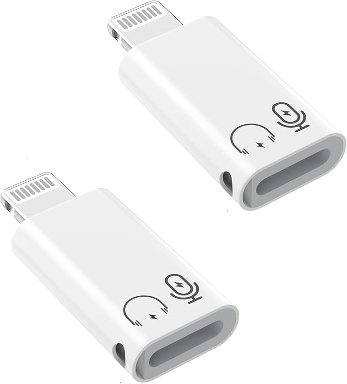 2Pack Lightning Male to USB C Female Charging Adapter,[MFi Certified] Type C Charging Support Data Transmission Call Audio Connector Dongle for iPhone 14/13/12/11/8/7/XS/Plus/Pro Max/6/5 iPad No Call