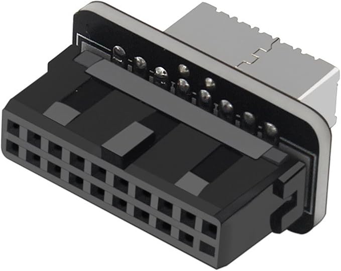 USB 3.0 19-Pin to Type-E Motherboard Header Adapter, Internal Connector for PC Mainboard, Black