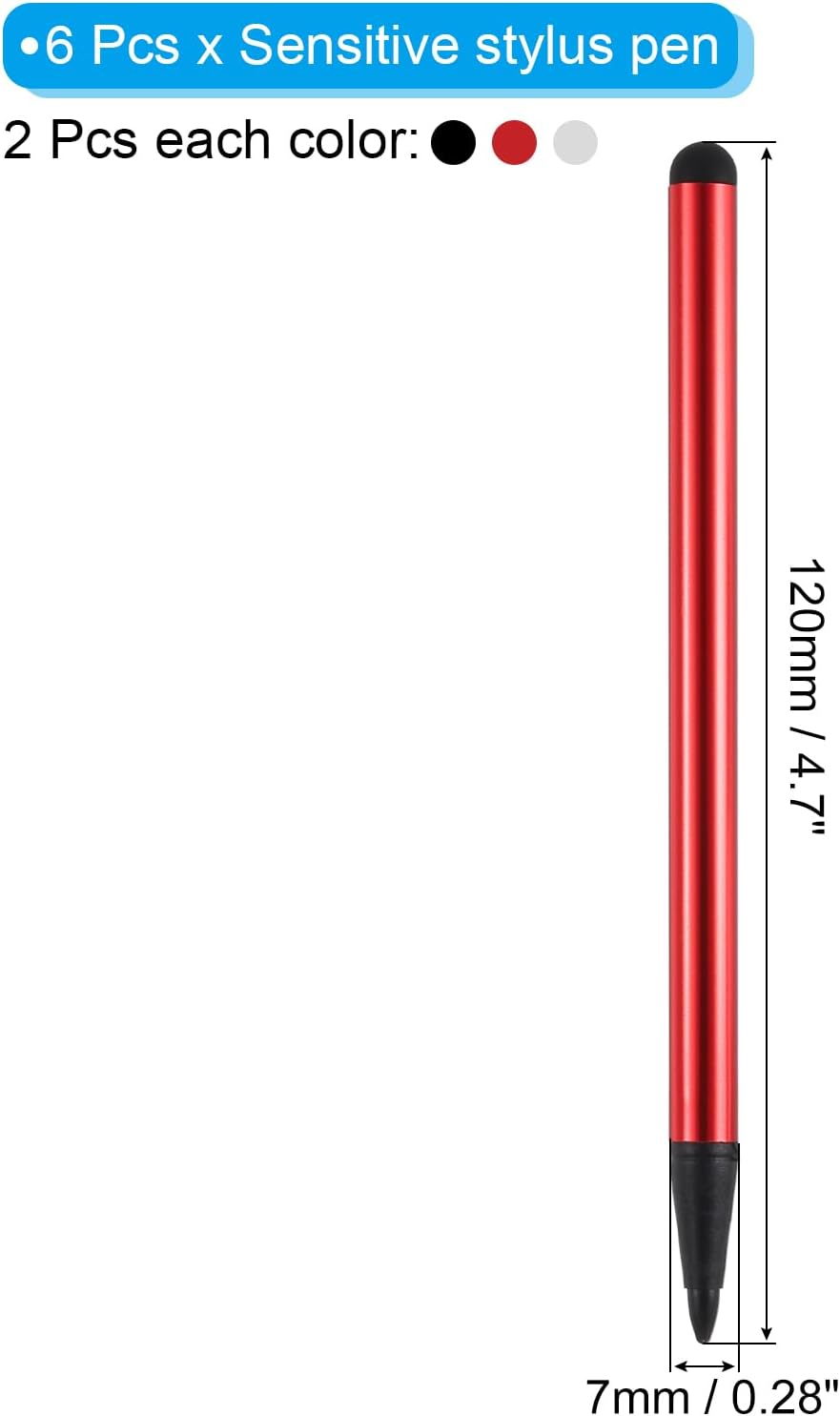 MECCANIXITY 6 Pcs 2 in 1 Aluminum Alloy Phone Touch Screen Pen, Resistive Stylus with Capacitive Tips