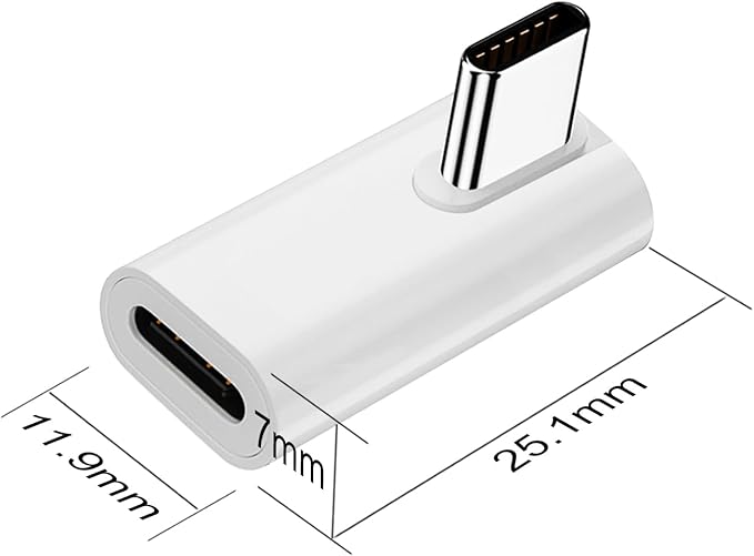 AreMe 2 Pack USB C Male to Female Adapter, 90 Degree Right Angle Type C Extender Support 140W, 40Gbps, 8K@60Hz for Thunderbolt 4/3, MacBook Pro/Air, Laptop, Phones and More Type C Devices (White)