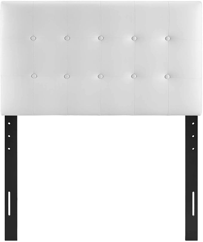 Modway Emily Tufted Button Faux Leather Upholstered Twin Headboard in White