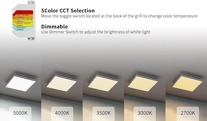 Tech Drive Bathroom Exhaust Fan with Light, 110 CFM, Super Quiet Bathroom Fan with Light and night light,1000lm Dimmable 5CCT LED Light Selectable,Energy Star Ventilation Fan,White