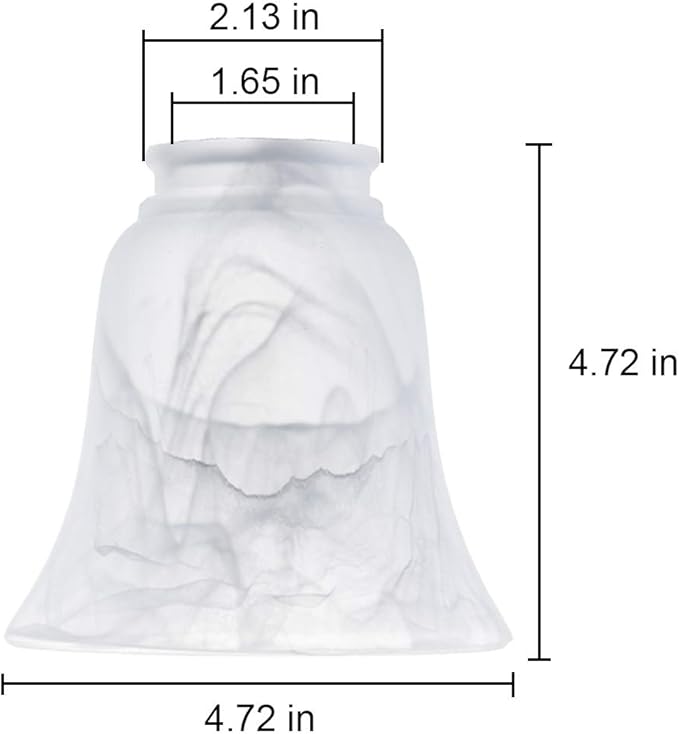 Ceiling Fan Light Covers, Transitional Style Bell Frosted Shade, Milky Scavo Glass Alabaster Shade, Perfect Ceiling Fan Globes Replacement Glass Accessories, Standard 2-1/8" Fitter Size, Pack of 4