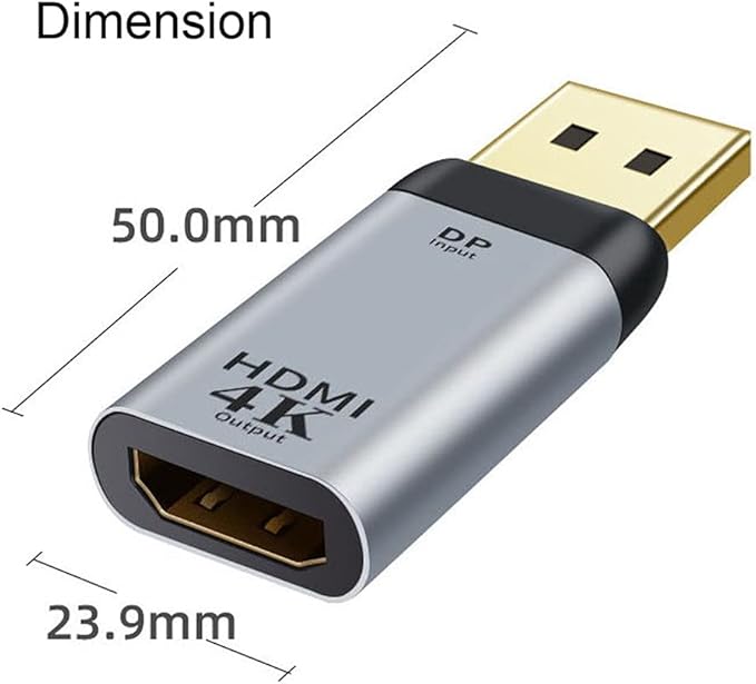 NFHK DisplayPort DP Source to HDMI Sink Displays 4K@60hz Ultra HD Converter Adapter for Laptop HDTV