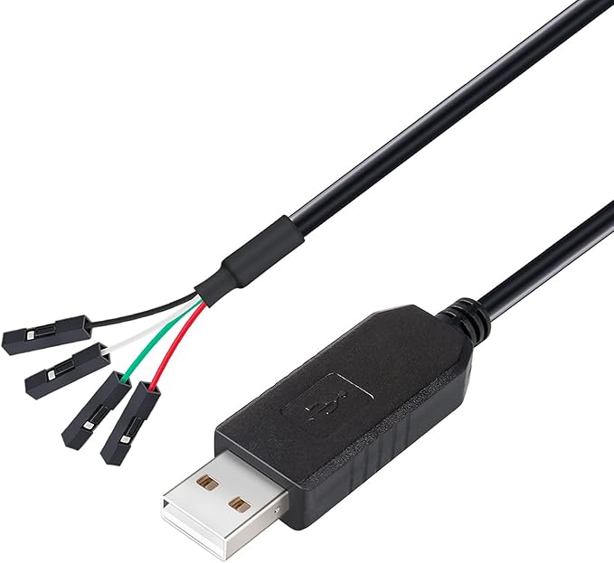 DTECH USB to TTL Serial 3.3V Adapter Cable TX RX Signal 4 Pin 0.1 inch Pitch Female Socket PL2303 Prolific Chip Windows 10 8 7 XP Vista (6ft, Black)