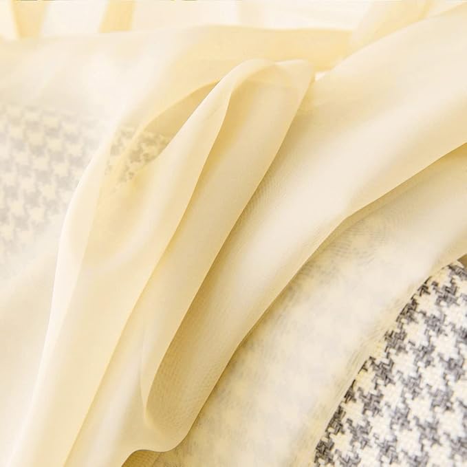 MIULEE Luxury Window Scarves for Party Ceremony Wedding Canopy Bed, Topper Window Treatment Swag Curtain Drapes, Sheer Curtain Scarf Valance for Window One Panel, 37 x 216 Inches Long, Cream Beige