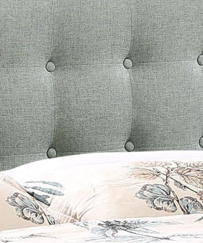 Modway Emily Tufted Button Linen Fabric Upholstered Full Headboard in Gray