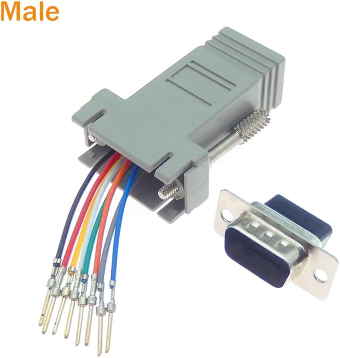 5Pcs DB9 Male to RJ45 Modular Adapter, DB9 to RJ45 Female Jack Ethernet Adapter