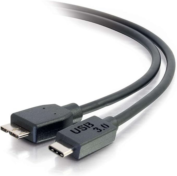 C2G USB Cable, USB 3.0 Cable, USB C to Micro B Cable, Compatible with Thunderbolt 3 Tablet, Chromebook Pixel, Samsung Galaxy TabPro S, LG G6, Macbook, Black, 3 Feet (0.91 Meters), Cables to Go 28862