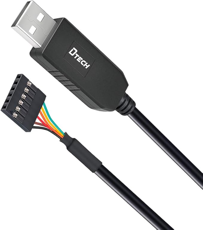 DTECH 3ft USB to TTL Serial Cable 5V 6 Pin Genuine FTDI FT232RL Chip UART Adapter Debug Cord Compatible with Windows 11 10 8 7 Linux MAC OS 6Pin 5 V Level Signal 2.54mm Dupont Female Header