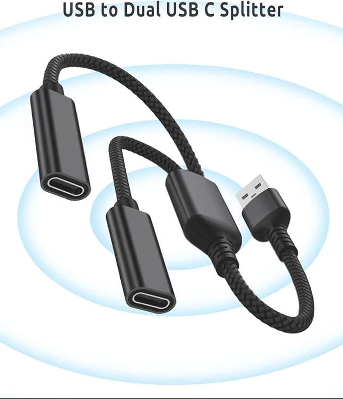 Elebase for iPhone 17 USB Male to Double USB C Female Adapter,Type A Charger Cable Dual Two Splitter for iPad 8th 9th 10th Air 4th 5th Mini 6th,iPhone 16 15,Samsung Galaxy Note S23 S24,Google Pixel XL