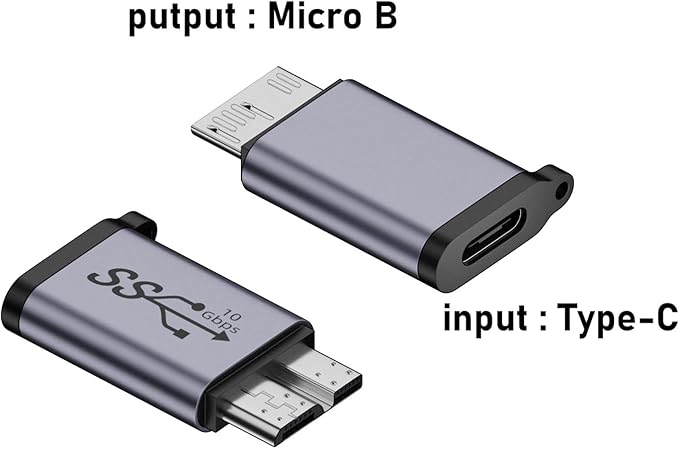 10Gbps USB Type-C to Micro B Adapter, USB C Female to Micro-B Male Converter for Hard Drive Cable/External Hard SSD Drive/Tablet/Phone/Laptop