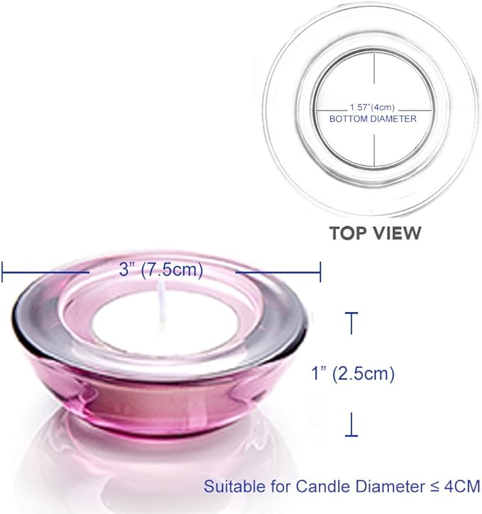 Red Tealight Candle Holders - Set of 12, Round Chunky Glass Candle Holder, 3" Diameter - CH01 - Aubergine Purple