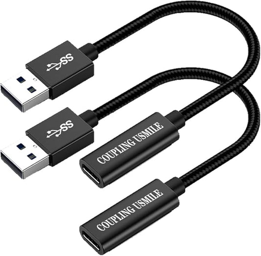 USB to USB C Adapter, Transfer up to 10Gbps,USB to Type C Charger Cable Adapter,Compatible with MacBook/iMac/iPad/iPhone 15 Series, Galaxy Note S24 Series(2pcs Black)