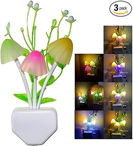 Sensor Led Night Light, Color Changing Plug-in LED Mushroom Light Dream Bed Lamp Cute NightLight Sweet Night Lights for Kids Adults