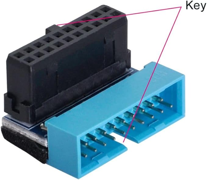 chenyang CY USB 3.0 20pin Male 90 Degree to Female Extension Adapter for Motherboard Mainboard Up Angled Low Profile Type