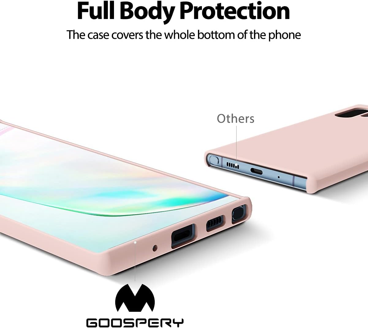 GOOSPERY Liquid Silicone Case for Galaxy Note 10 Plus (2019), Silky-Soft Touch Full Body Protection, Pink Sand
