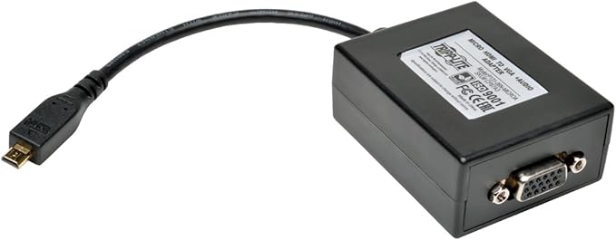 TRIPP LITE Micro HDMI to VGA Adapter, 3.5mm Audio Port, 1080p Video, Built-in 6” Micro HDMI Cable, for use with Computers, Chromebooks, Raspberry Pi Projectors & More (P131-06N-MICROA)
