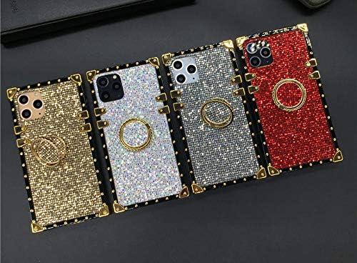 Samsung Galaxy A13 5G Bling Case, Red Luxury Glitter Sparkle Soft Trunk Cover with Finger Ring Grip Kickstand