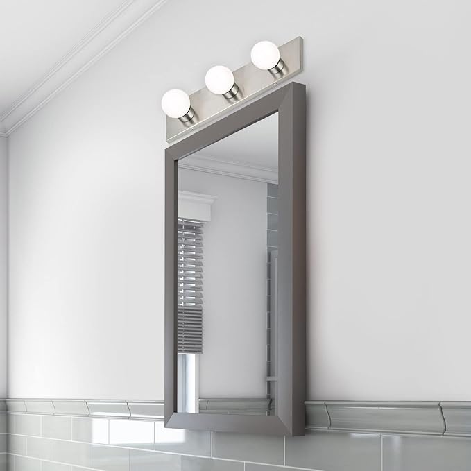 Design House 519280 Contemporary 3-Light Indoor Vanity Light Dimmable for Bathroom Bedroom Vanity Makeup, Satin Nickel