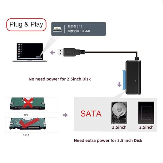 NFHK USB 3.0 to Angled SATA 22 Pin Adapter Cable for 2.5" 3.5inch Hard Disk Drive SSD for Desktop Laptop