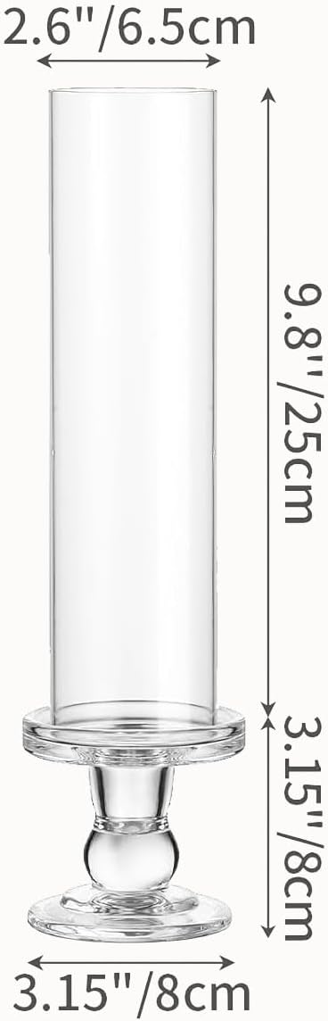 Hurricane Candle Holder Glass Taper Hurricane Clear Tall Candlestick Candles Holders Table Centerpiece Wedding Party Dining Event Home Decor (2)